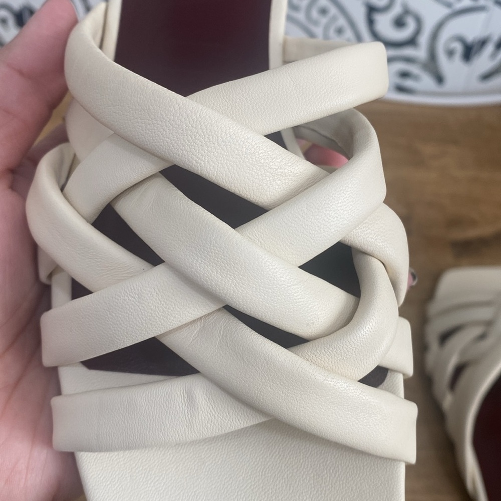 Staud Cream Deepwater Slide Leather Sandals - Picture 12 of 16